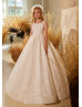 Square Neck Ivory Lace V Back Flower Girl Dress Photoshoot Dress